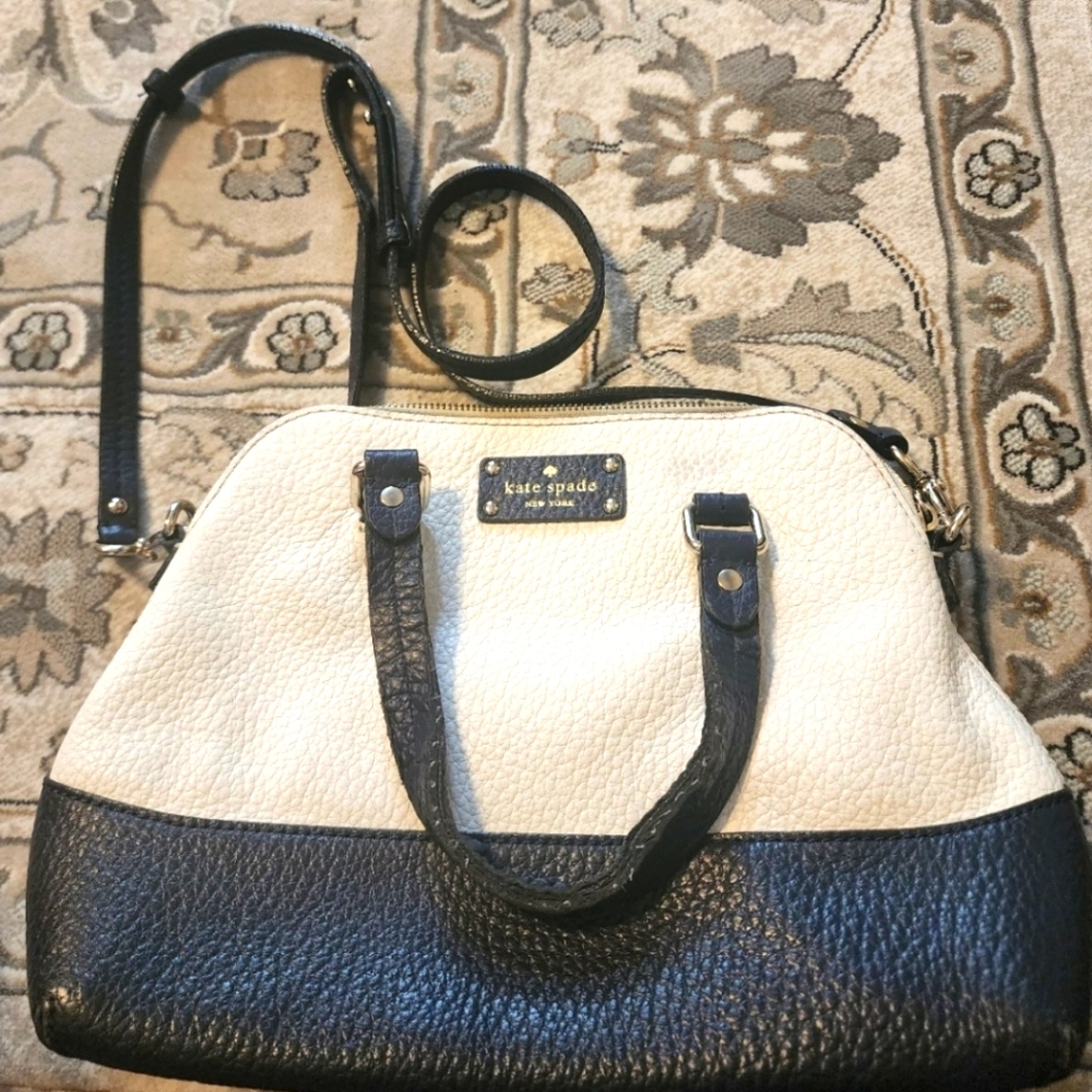 Kate Spade dark blue and white leather
